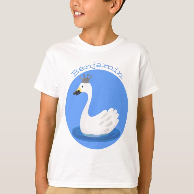 T-shirt Cute cygne blanc avec dessin de la couronne (Devant)
