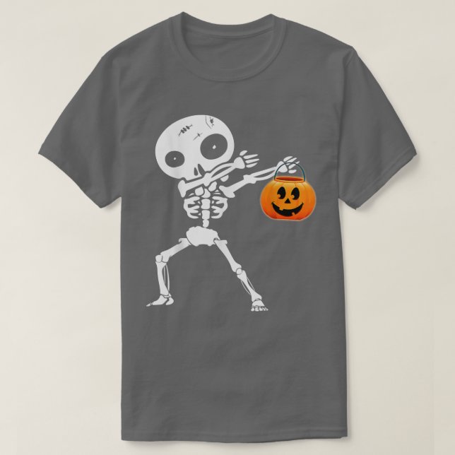T-shirt Cute Dabbing skeleton Jack O Lantern Pumpkin Happy (Design devant)