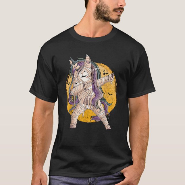T-shirt Cute Dabbing Unicorne Pour Enfants Halloween Fille (Devant)