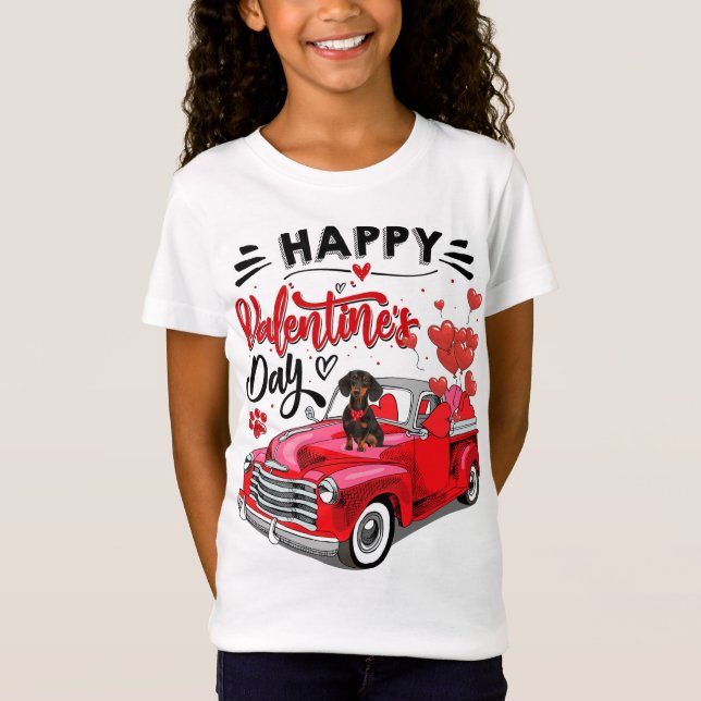 T-Shirt Cute Dachshund Chien Heureuse Sainte-Valentin de C (Devant)