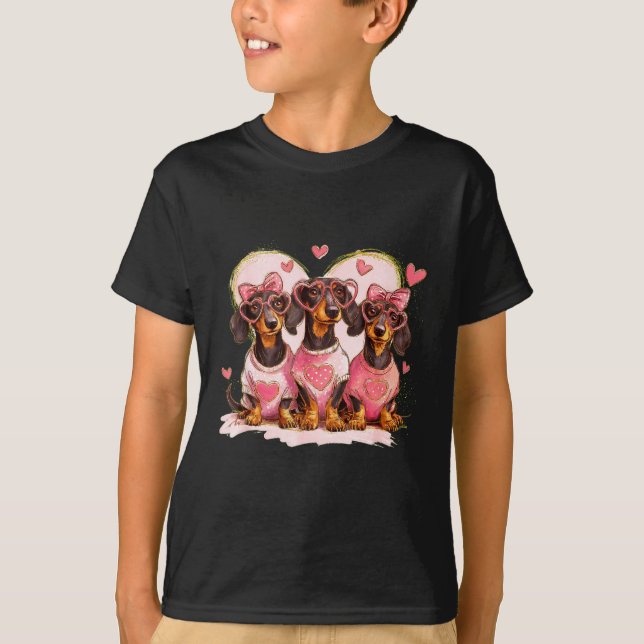 T-shirt Cute Dachshund Valentines Heart Dog Lover Men Wome (Devant)