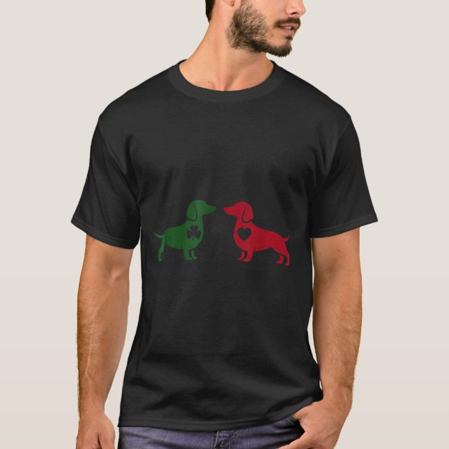 T-shirt Cute Dachshund Valentines Patrick's Day Lover Dog  (Devant)