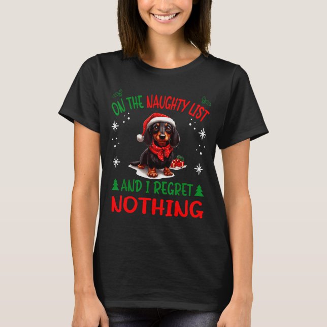 T-shirt Cute Dachshund Wiener Doxie Dog Dog Christmas On T (Devant)