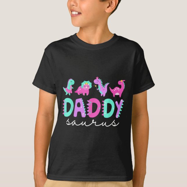 T-shirt Cute Daddy Saurus Dad Dinosaur Birthday Boy Girl F (Devant)