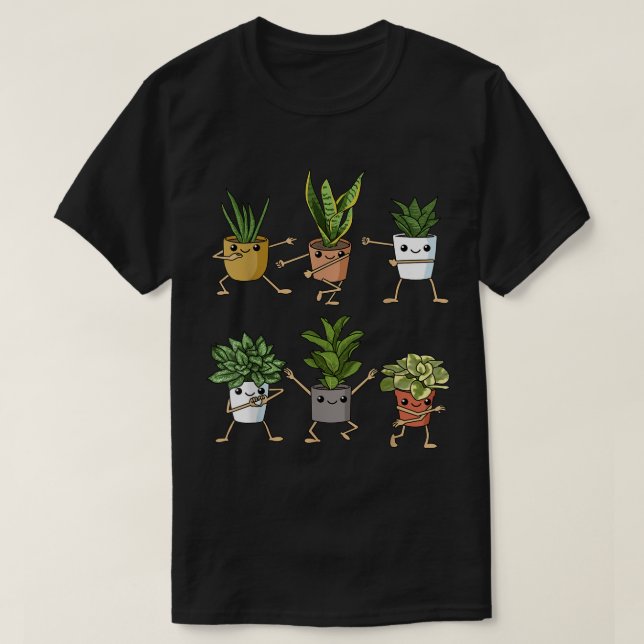 T-shirt Cute Dancing Houseplants Cartoon Design (Design devant)