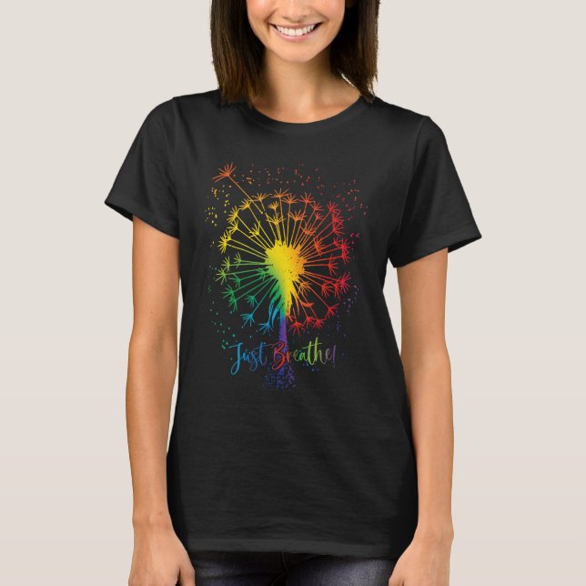 T-shirt Cute Dandelion Just Tattoo Arrow Breathe Rainbow (Devant)