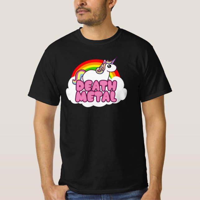 T-shirt Cute Death Metal Unicorn arc-en-ciel Lourde effroi (Devant)