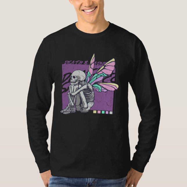 T-shirt Cute Death Sadness Goth Fairy Skeleton Butterfly A (Devant)