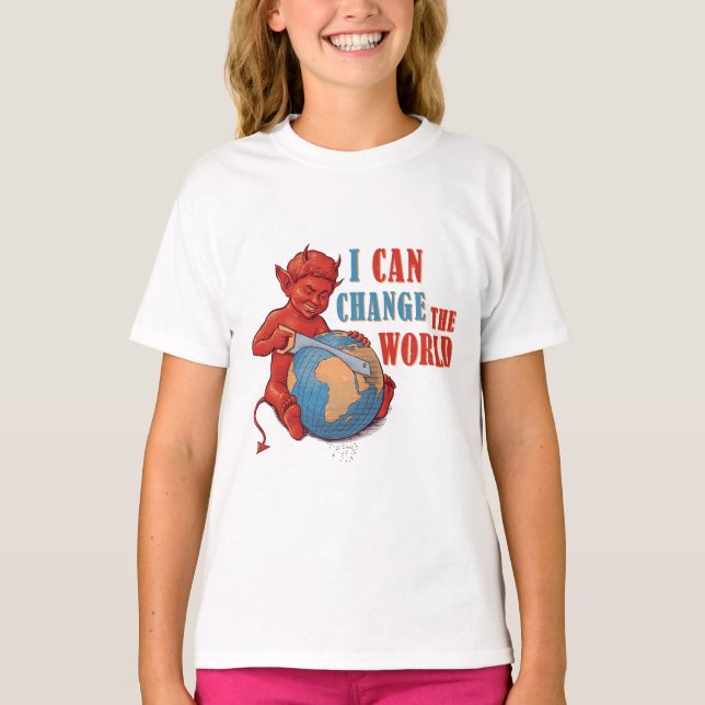 T-shirt Cute Devil Kid Cartoon – Funny Dark Humor Design (Devant)
