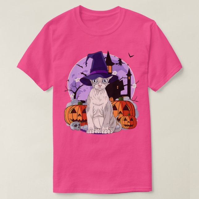 T-shirt Cute Devon Re Chat Halloween Witch Citrouille 1710 (Design devant)