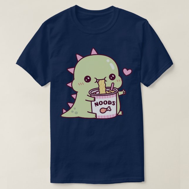 T-shirt Cute Dino Aime Les Nouilles Instantanées (Design devant)