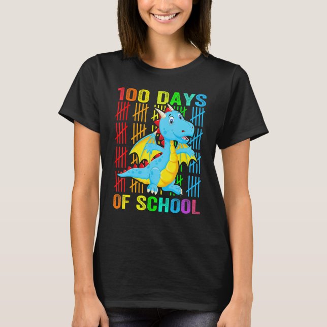 T-shirt Cute Dinosaur Student Boys Kids Gift 100 Days Of S (Devant)