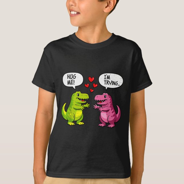 T-shirt Cute Dinosaur T Rex Hug Valentines Day Couple Boyf (Devant)