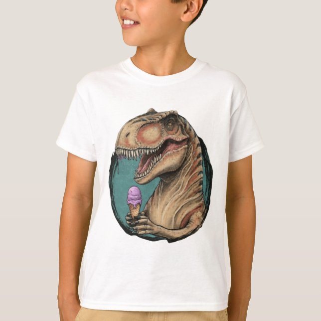 T-shirt Cute dinosaure trex manger glace (Devant)