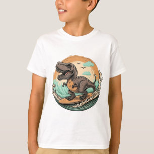 T-shirt Cute dinosaure trex surf
