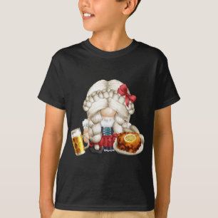 T-shirt Cute Dirndl Gnomie Girl Avec Schnitzel Et Bière -