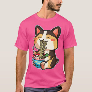 T-shirt Cute Dog Corgi Eating Ramen - Otaku Manga Kawaii C
