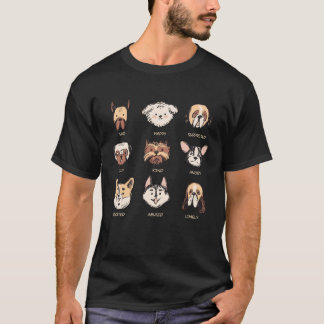 T-shirt Cute Dog Faces  Pug Frenchie Husky Boxer Terrier
