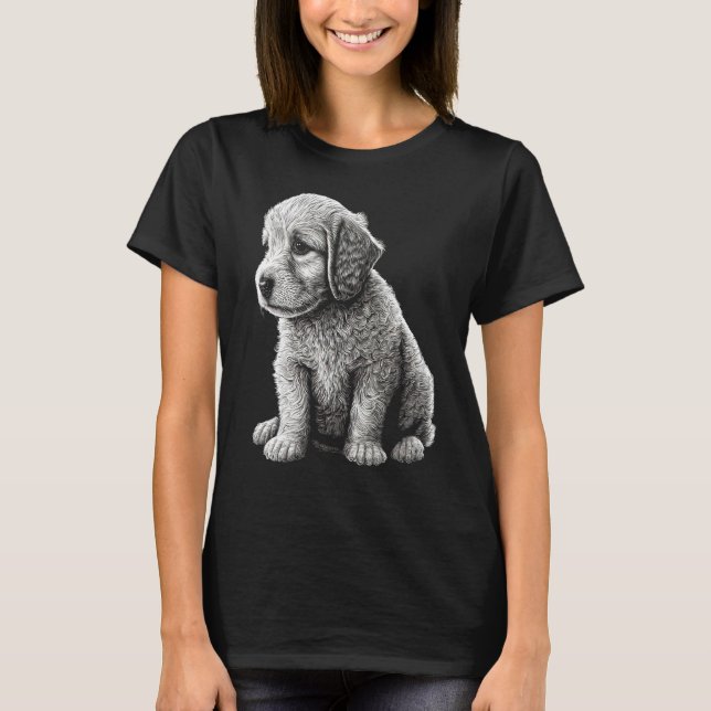 T-shirt Cute Dog Graphic Puppy Illustration 1 (Devant)