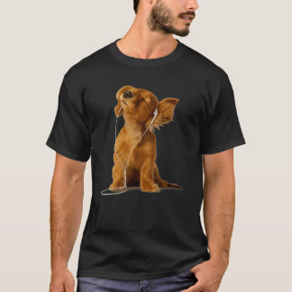 T-shirt Cute Dog Listening to Music Chill Puppy with Headp