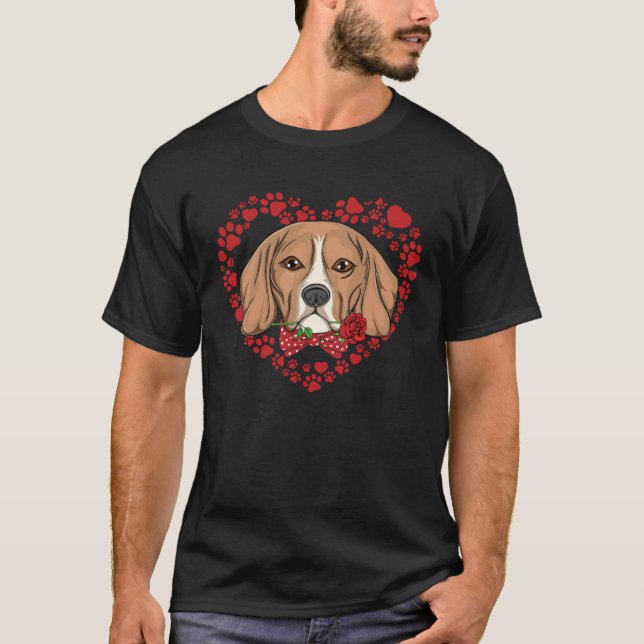 T-shirt Cute dog Valentines Heart pattern cute Valentine B (Devant)