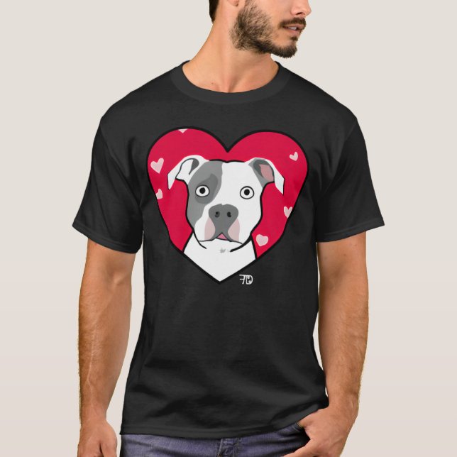 T-shirt Cute Dog With Heart Fighting Dogs (Devant)
