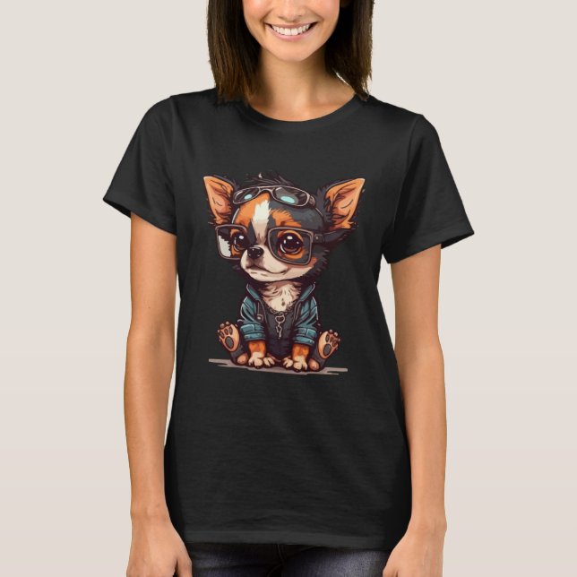 T-shirt Cute Dog with Sunglasses  1 (Devant)