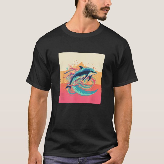 T-shirt Cute Dolphin Men Women Kids Aquatic Ocean 20 (Devant)