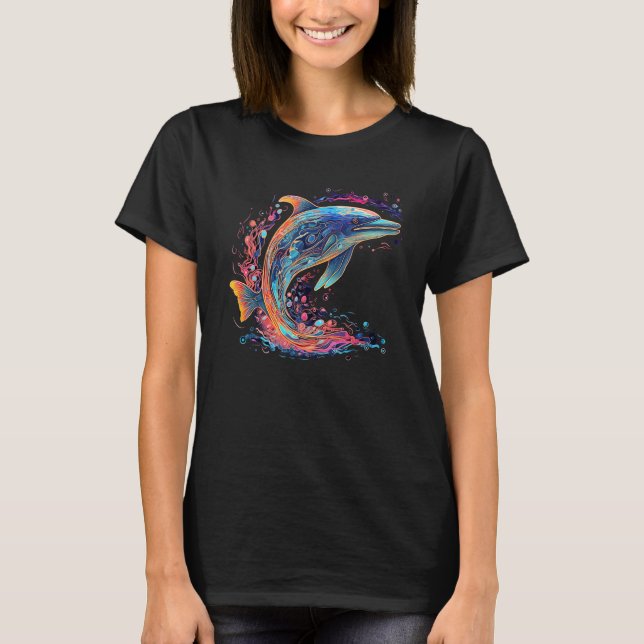 T-shirt Cute Dolphin Men Women Kids Aquatic Ocean 30 (Devant)