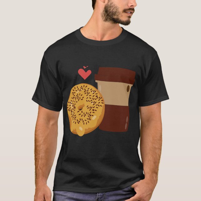 T-shirt Cute Donut and Coffee Couple Valentine Design (Devant)
