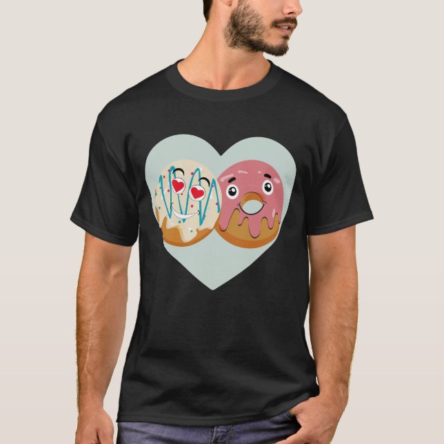 T-shirt Cute Donut Couple Love shirt (Devant)