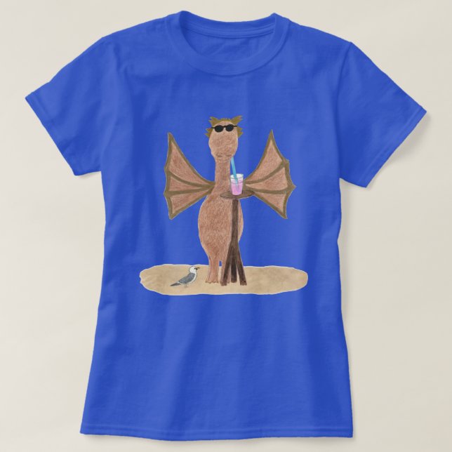 T-shirt Cute Dragon at the Beach Women's  (Design devant)