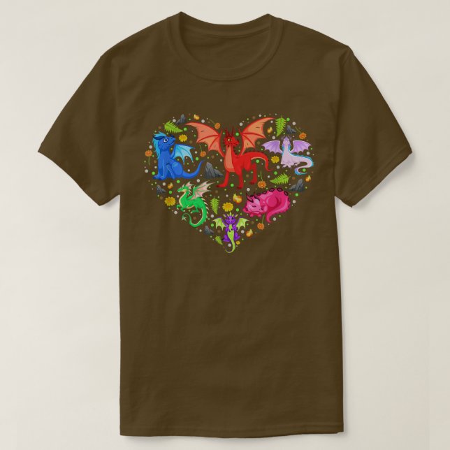 T-shirt Cute Dragon Coeur Valentines Jour Drôle Animaux Lo (Design devant)