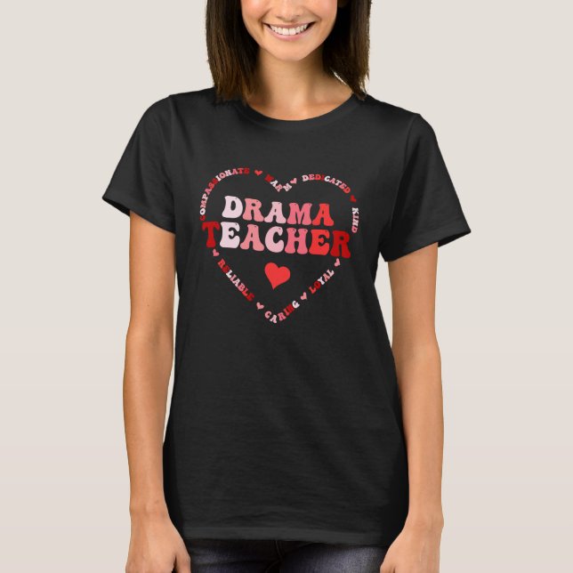 T-shirt Cute Drama Teacher Valentines Day Heart (Devant)