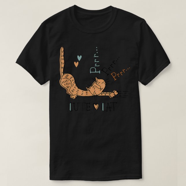 T-shirt Cute, Drôle Chat Cute Cat Purrr  (Design devant)