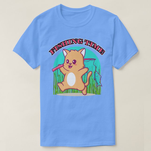 T-shirt Cute drôle Chat de pêche  (Design devant)
