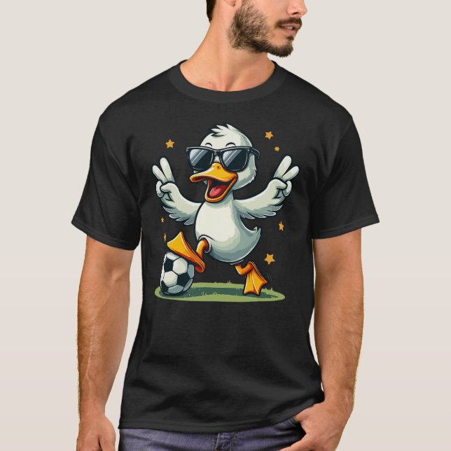 T-shirt Cute Duck Soccer Funny Duck Playing Soccer (Devant)