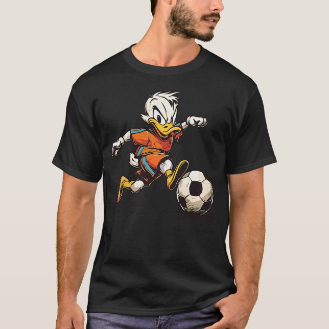 T-shirt Cute Duck Soccer Player Hobby Ball Sports (Devant)