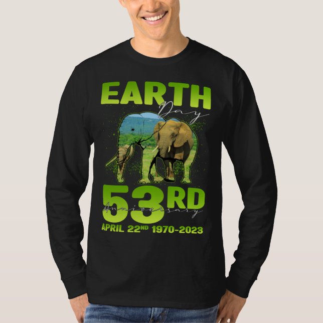 T-shirt Cute Earth Day 53rd Anniversary Silhouette Of Elep (Devant)