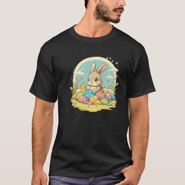 T-shirt Cute Easter Bunny Easter Egg Men Women Kids  7 (Devant)