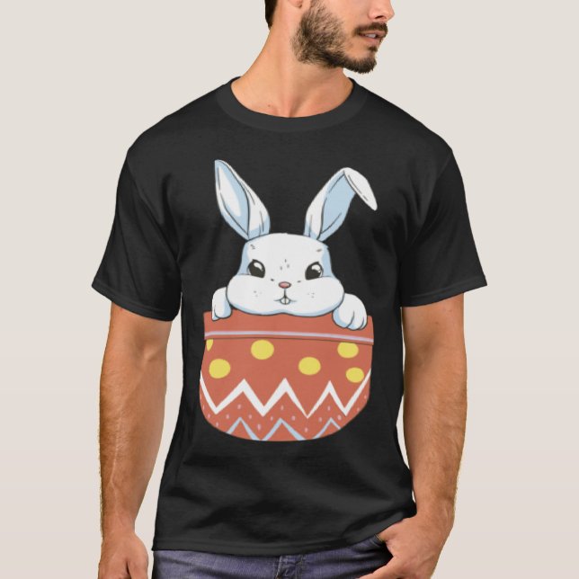 T-shirt Cute Easter Bunny in a Pocket Bunny  Kids Boys Gir (Devant)