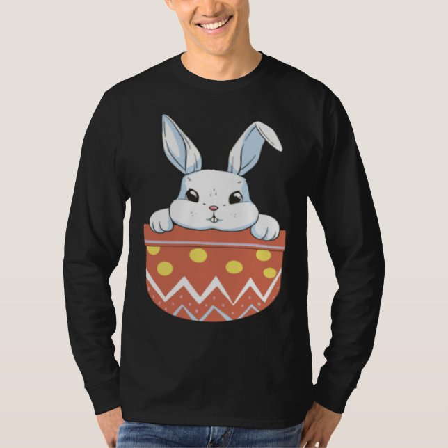 T-shirt Cute Easter Bunny in a Pocket Bunny  Kids Boys Gir (Devant)
