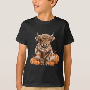T-shirt Cute écossaise vache Cosy Automne Citrouille Occid