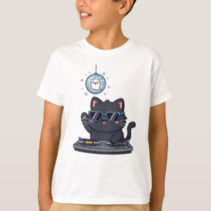 T-shirt Cute Éffrayante Black Cat et DJ Meowgic