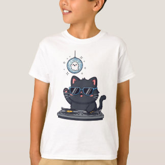 T-shirt Cute Éffrayante Black Cat et DJ Meowgic
