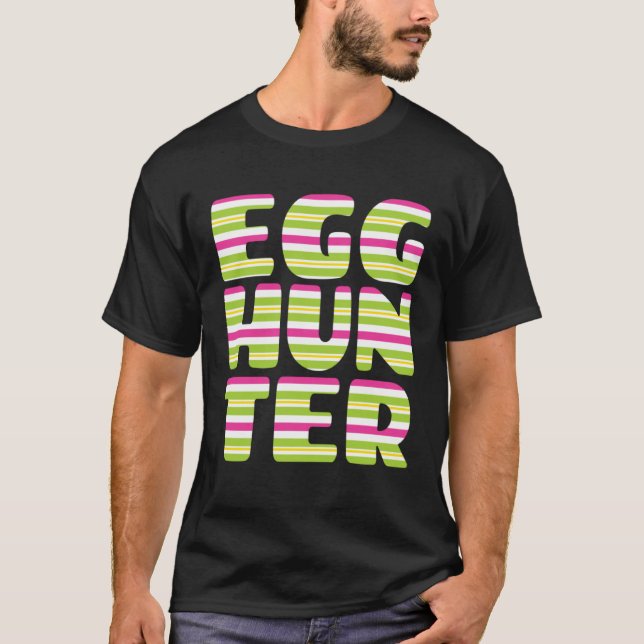 T-shirt Cute Egg Hunting   Green Pink Striped Egg Hunter P (Devant)