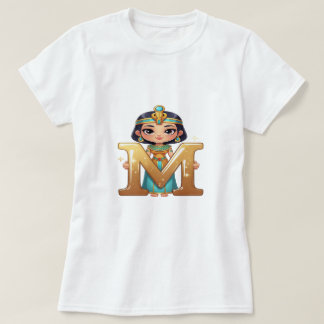 T-shirt Cute Egyptian Queen with Letter M – Royal Cartoon