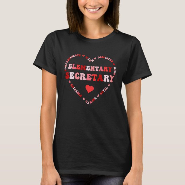 T-shirt Cute Elementary Secretary Valentines Day Heart (Devant)