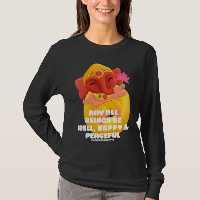 T-shirt Cute Elephant Ganesha Peace Lotus Loving Kindness  (Devant)