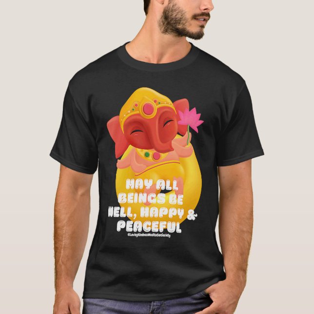 T-shirt Cute Elephant Ganesha Peace Lotus Loving Kindness  (Devant)